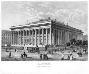 Die Börse und das Handelsgericht, Paris, nach einem Daguerreotyp, ca. 1840