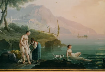 Badende Mädchen am Strand