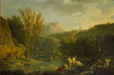 Flusslandschaft mit Badenden, 1768-1770