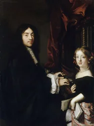 Porträt des Organisten Charles Couperin mit der Tochter