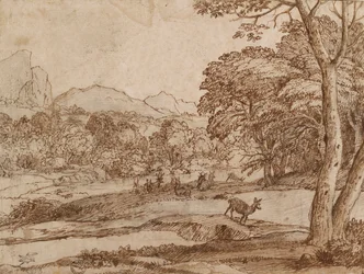 Landschaft mit einer Hirschherde