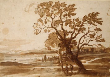 Landschaft mit zwei Bäumen
