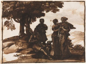 Pastorale Szene mit klassischen Figuren, ca. 1640-1645
