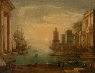 Hafen mit Odysseus, der Chryseis ihrem Vater Chryses zurückgibt