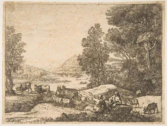 Hirte und Hirtin im Gespräch in einer Landschaft, ca. 1651