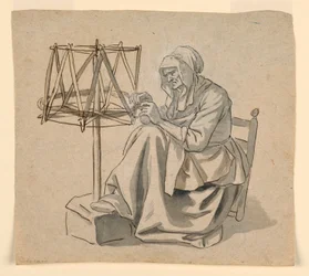 Eine alte Frau beim Spinnen, 1810–1830