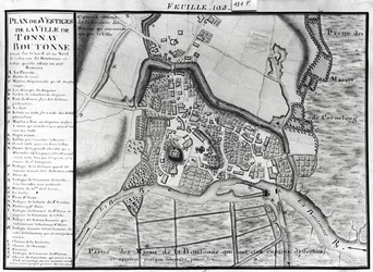 Fol.105 Karte der Stadt Tonnay-Boutonne, aus Recueil des Plans de Saintonge