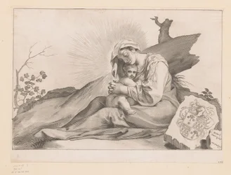Maria mit Kind bei einem Baumstumpf