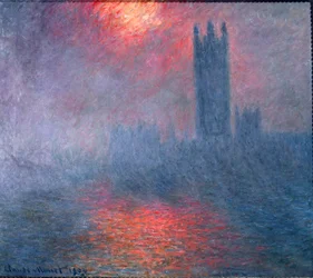 London, Parlament, Sonnenschein im Nebel