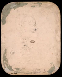 Monet - Skizze eines männlichen Kopfes im Profil (verso), 1855-56