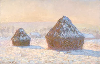 Getreideschober, Schneeeffekt, Morgen