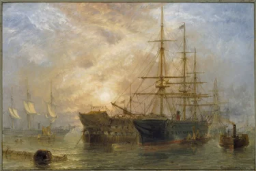 Ihre Majestät Truppenschiffe empfangen Vorräte in Portsmouth