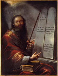 Moses und die Gesetzestafeln. Gemälde von Claude Vignon (1593-1670) 17. Jahrhundert. Rouen, Musee des Beaux Arts.