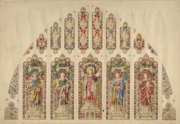 Entwurf für ein mehrteiliges Buntglasfenster, Kirche der Göttlichen Vaterschaft, New York, ca. 1898