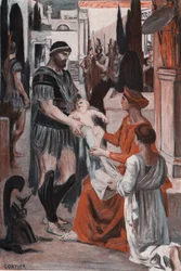 Abschied von Hector und Andromache. Illustration von Clement Gontier (1876-1918) für Homers 