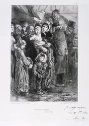 Französisch-Preußischer Krieg 1870-1871. Belagerung von Paris 19. Sept. 1870-28. Jan. 1871. Eine nationale Suppenküche in Paris, Januar 1871. Aus einer Serie von Lithografien von Clement August Andrieux über die Nationalgarden. Nahrungsmangel Hunger
