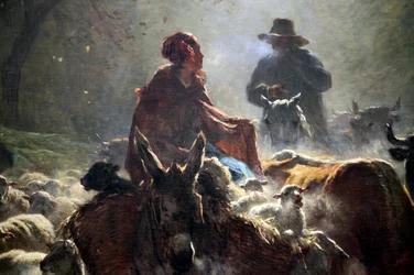 Abfahrt zum Markt, Herbstmorgen, 1859