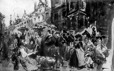 Eine Straße im Elsass, 19. Jahrhundert