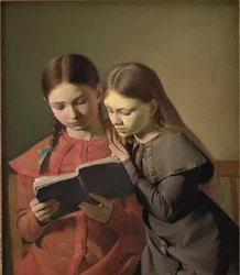 Die Schwestern des Künstlers, Signe und Henriette, lesen ein Buch
