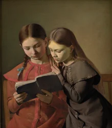 Die Schwestern des Künstlers, Signe und Henriette, lesen ein Buch, 1826