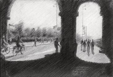 Gewölbte urbane Szene