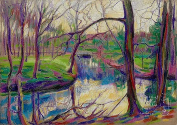 Farbenfrohe Spiegelung im Fluss