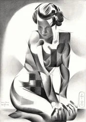 Kontemplative Art Deco Figur