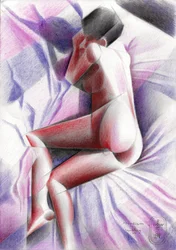 Kubistische schlafende Figur