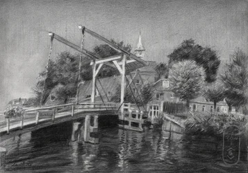Skizze einer niederländischen Kanalbrücke