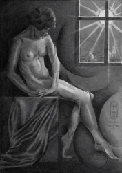 Elegante Figur Fensterblick