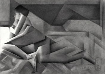 Geometrische Frau Nachdenklich