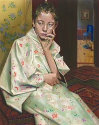 Nachdenkliches Kimono-Mädchen