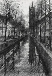 Winter Stadtkanal Skizze
