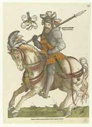 Porträt von Maarten van Rossum zu Pferd