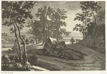 Baumreiche Landschaft mit Viehtreiber