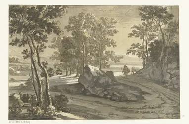 Baumreiche Landschaft mit Viehtreiber