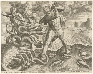 Herkules besiegt die Hydra von Lerna