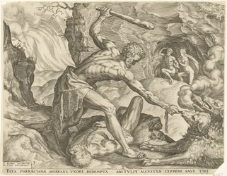 Herkules schleppt Cerberus aus der Hölle