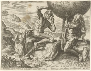Herkules trägt die Weltkugel für Atlas (Werke von Herkules)