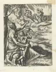 Venus befiehlt Amor, Plutos Herz mit einem Pfeil zu durchbohren (Die Geschichte von Pluto und Proserpina)