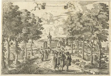 Wanderer und ein Schloss