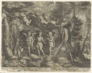 Johannes der Täufer wird von Engeln begleitet, als er in die Wüste zieht