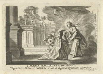 Maria gibt der Hl. Maria Magdalena de Pazzi einen Lilienzweig