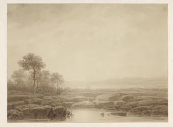 Landschaft mit Felsen am Wasser