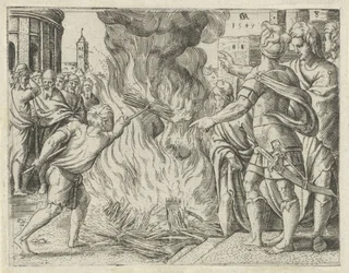 Philister verbrennen Simsons Frau und Schwiegervater