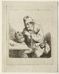 Bauer, der seine Pfeife anzündet, Mitte 1600er