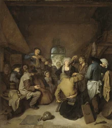Bauern machen Musik und tanzen