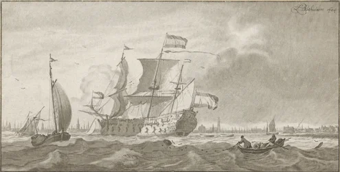 Kriegsschiff auf dem IJ