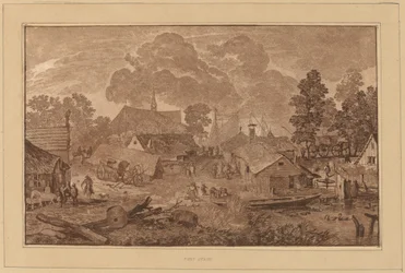 Dorf mit Teich