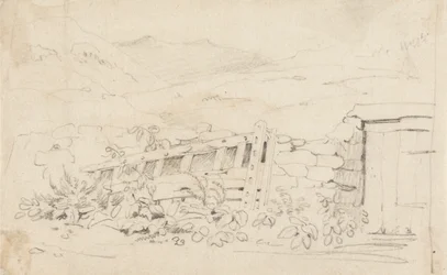 Studie einer Steinmauer und eines Tores